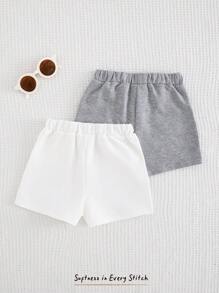 Cozy Pixies 2 szt. Chłopięce spodenki casualowe w jednolitym kolorze z elastyczną talią