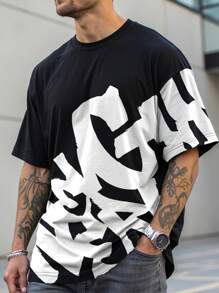 Manfinity LEGND Herren Oversize Rundhals Kurzarm Lässig T-Shirt, Alltags-Stil Herren Shirts Streetwear Streetwear Herren Shirts Herren Street-Wear Shirts Reißverschluss Hemden Herren Herren Streetwear Shirts