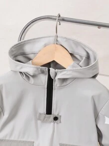 SHEIN 2pcs Young Boy Casual Loose T-Shirt + Khaki Pants Set - Grey - View 4