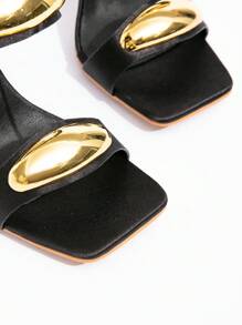 CUCCOO SZL New Fashionable & Versatile Rhinestone Bowknot Strap High Heel Sandals - Black - View 4