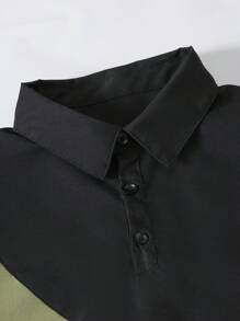 SHEIN 青少年男孩经典撞色拼接 Polo 衫和工装短裤两件套，夏季 - 綠色 - 查看 4