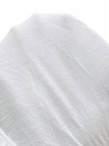 EMERY ROSE Vestido largo de encaje blanco con parches para mujer talla grande para vacaciones de verano con bolsillos