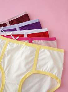 5pcs/Pack Girls' Casual Colorblock Panties - Multicolor - View 3