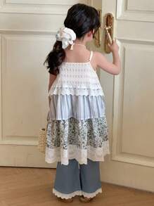 DAZY 2pcs/Set Young Girl Fashion Casual Daily Wear Camisole Dress And Pants,Girls Summer Outfits