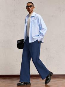 AKNOTIC Business Casual Pantalones casuales de pierna ancha para hombre, de corte recto y cintura media suelta, adecuados para uso diario