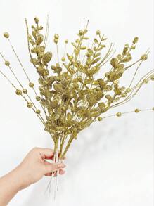 SHEIN 1 pieza/3 piezas Planta artificial con brillo y purpurina, rama de árbol falsa de 42cm con bayas, decoración de árbol de Navidad para sala de estar y dormitorio, boda, fiesta, decoración del hogar, relleno de escritorio. Decoración de Halloween, suministros de Acción de Gracias y Navidad, decoración del hogar, decoración de mesa, decoración navideña interior y exterior, decoración de la habitación, Día de San Valentín, regalo