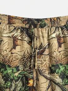 Manfinity RSRT Conjunto de camisa casual de hombre con estampado de árbol para vacaciones - Multicolor - Ver 3