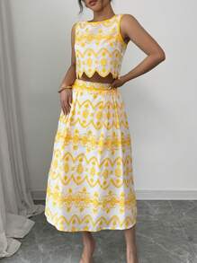 Rafferiza مجموعة من 2 قطعة للنساء، بدلة سترة وتنورة كاجوال منطرزة للعطلات