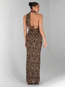 Glamine 性感不对称露背豹纹连衣裙、节日派对狂欢节连衣裙、生日连衣裙、浪漫约会晚礼服、化妆舞会连衣裙、复活节连衣裙、街头风格连衣裙、毕业礼服 - 彩色 - 查看 7