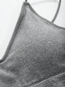 DAZY 2 件女士纯色加垫文胸和内裤无缝内衣套装 - 深灰色 - 查看 9