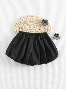 Cozy Pixies Shorts décontractés pour bébé fille avec nœud 3D décoratif et taille élastique - Noir - Voir 10