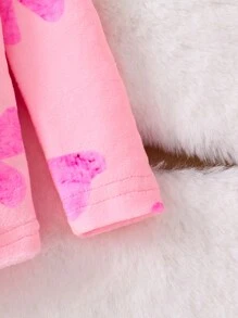 2 件装女婴粉色简约蝴蝶结印花长袖上衣和裤子睡衣套装 - 粉色 - 查看 6