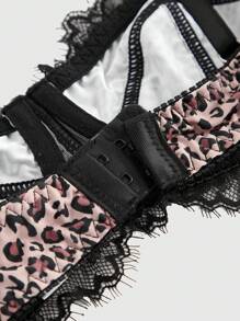 ROMWE Grunge Punk 大码豹纹蕾丝衬垫钢圈内衣文胸