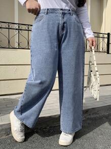 DAZY Plus Size Casual Washed Straight Leg Jeans