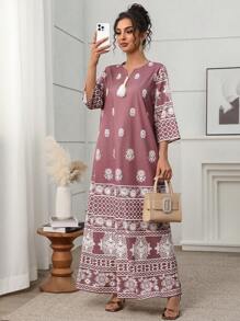 Yasmyna Vestido maxi turco y vestido largo tradicional árabe para mujer, Kaftan y Jalabiya, Modesto