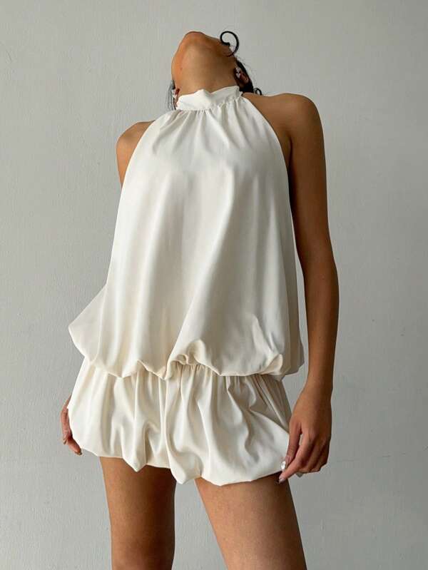 Aloruh Women's Elegant Business Commuting Fashion Simple Solid Color Dress Casual Street Petite Dress Y2K Hot Girl Young Girl Dress Music Festival Concert Holiday Dress Party Date Graduation Season Back To School Season Easter Dress Apricot Stand Collar Sleeveless Simple Casual Mini Dress Bud Dress Short Dress,Vacation Outfits Women,White Graduation Dress,Graduation,Graduation Dresses For Women,Back To School Dress