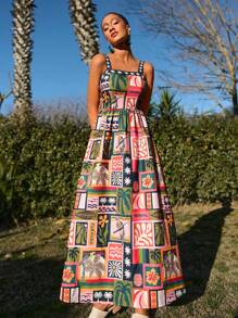 Travachic Tropical Print Beach Resort Dress