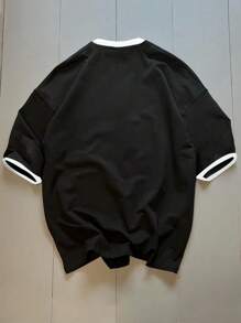 Manfinity Roghcode Manfinity EMRG 男士年轻街头撞色块装饰、大数字和字母印花落肩短款 T 恤