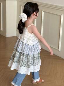 DAZY 2pcs/Set Young Girl Fashion Casual Daily Wear Camisole Dress And Pants,Girls Summer Outfits