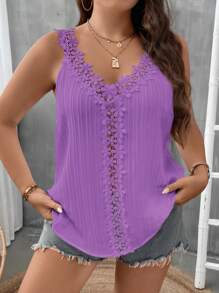 EMERY ROSE Plus Size Women Summer Applique Decor Tank Top