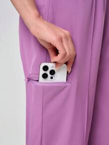 TaskEZ Women Solid Color Short Sleeve Top And Pants Scrub Uniform Set - Purple - View 6