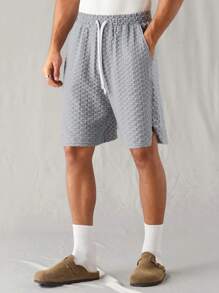 Manfinity VCAY Men's Knitted Casual Daily Loose Texture Straight-Leg Shorts, Youthful & Relaxed