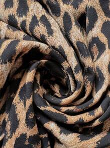 SHEIN Frenchy 大码简约 V 领豹纹 A 字裙，夏季连衣裙