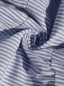 Vivid Eden 女士梭织条纹连衣裙迷你裙春夏装、夏装、情人节、女士度假装、女士沙滩装、节日、浪漫优雅服装、波西米亚风、波西米亚风、甜美、狂欢节装、热带度假女装 - 藍白色 - 查看 7