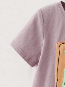 THE HAPPY LOOK 2pcs Boys Casual Set - Round Neck Short Sleeve Top And Shorts - Multicolor - View 9