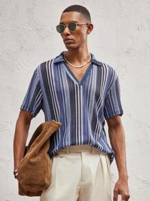 AKNOTIC Party Men's Fitted Turndown Collar Casual Polo Shirt, Suitable For Summer - Multicolor - View 2