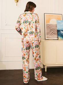 Cowboy Boots Design Women's Button-Front Pajama Set - Multicolor - View 2