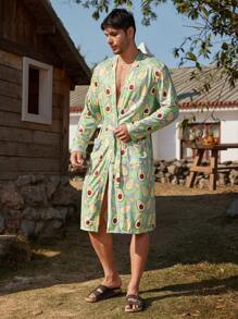 Bata de hombre con estampado de aguacate, casual y de moda para uso diario