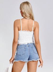 Wildy Áo ren dây đeo màu trắng giản dị mùa hè kiểu Pháp lãng mạn cho ngày lễ tình nhân - Màu be - Xem 3