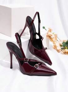 CUCCOO BIZCHIC Women's Lolita Style Burgundy Bow Decor High Heels Pumps