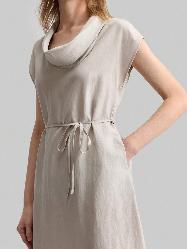Women's Long Tie-Up Straight Batwing Sleeve Dress Old Money