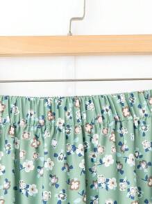 Sunnyshic Plus Size Women's Casual Summer Ditsy Floral Patchwork Lace Trim Hem Skirt, Suitable For Vacation And Party
