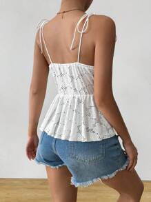 Breezaya Women's Hollow Floral Lace Trim Casual Camisole Top For Indoor, Outdoor & Home Wear