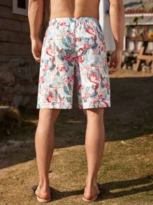 Manfinity ChillVibe Men's Flamingo Print Shorts, Casual Lounge/Sleepwear