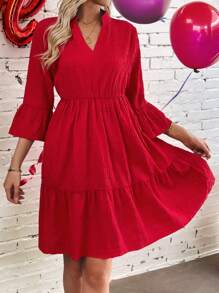 EMERY ROSE Dames Mini-jurk met inkepingen en wijde mouwen