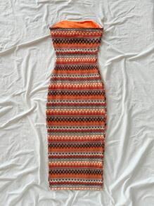 Soleia 女士条纹褶皱前系带连衣裙海滩度假装女士春夏装 - 彩色 - 查看 2