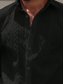 Manfinity CasualCool 男士纯色短袖衬衫和纹理短裤，两件套，舒适服装