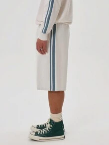 Musero Men Long Line Lightweight Contrast Striped Shorts Tracksuit Shorts Only Spring Summer - Multicolor - View 5