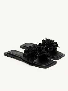 CUCCOO CHICEST Women's Comfortable Square Toe Flat Sandals, Black Spring Break Easter - Black - View 9