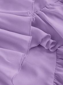 SHEIN MOD Vestido con volantes de corte romántico estilo palacio en color púrpura para mujer de talla grande - Lila Púrpura - Ver 3