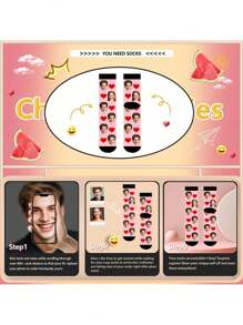 1 par de calcetines personalizados con cualquier cara para mujeres, calcetines personalizados con foto para chicos guapos y chicas hermosas, interesantes calcetines personalizados de pareja con estampado en la parte superior, adecuados para el Día de San Valentín, regalos de cumpleaños y otras ocasiones, divertidos, locos, anime, multicolor, llenos de calcetines con cara