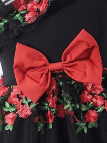 SHEIN Vestido sin mangas con tirantes de moño, lindo y elegante para niñas jóvenes