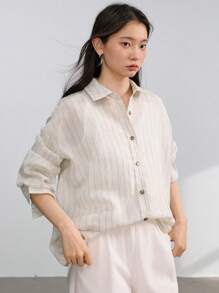 Dazy-Less Loose Plaid Print Business Casual Blouse For Women Old Money,Fall Women Clothes