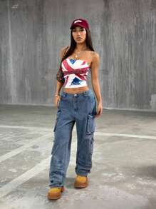 StreetHx 女士街头时尚印花百搭抹胸 - 彩色 - 查看 6