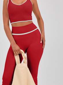 Musera Sport Binding Detail High Waisted Sculpt Flare Sports Leggings Only ,Padel, Tennis, Pickleball