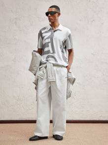 AKNOTIC Party Polo a maglia aderente da uomo con colletto alla coreana, stile casual adatto per l'estate - Bianco - Visualizzare 5